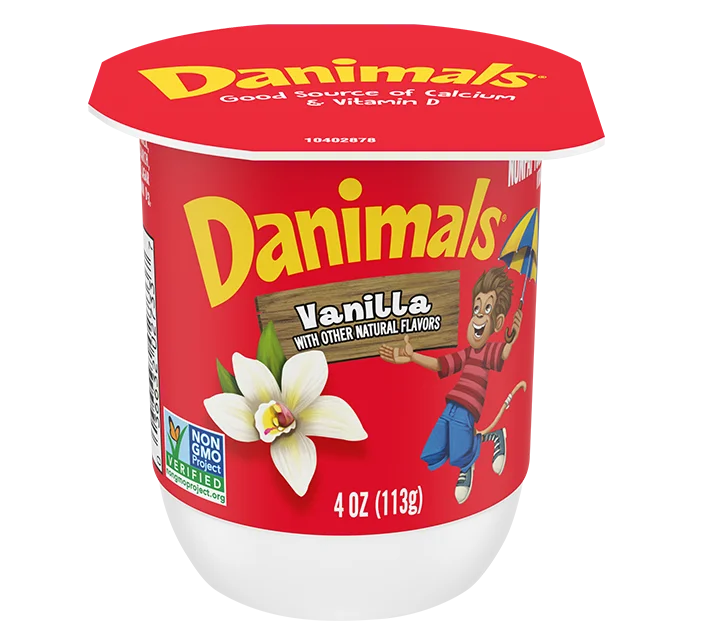 Danimals Nonfat Yogurt, Vanilla 4oz, 48ct