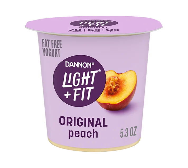Light + Fit Fat Free Yogurt, Peach, 5.3oz, 5.3oz 4pk