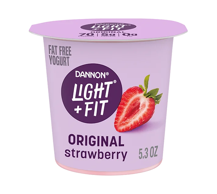 Light + Fit Fat Free Yogurt, Strawberry, 5.3oz, 5.3oz 4pk