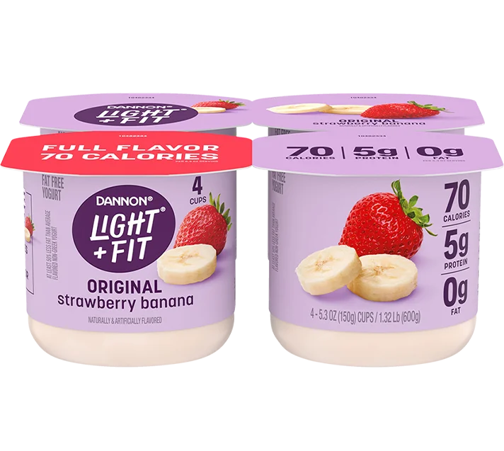 Light + Fit Nonfat Yogurt Strawberry Banana 5.3oz 6 Pack