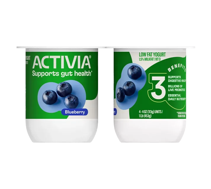 Activia Low Fat Yogurt, Blueberry, 4oz 4pk