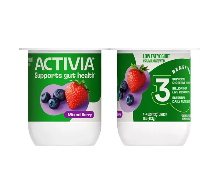 Activia Low Fat Yogurt, Mixed Berry, 4oz 4pk