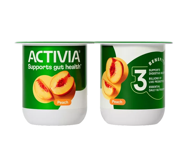 Activia Low Fat Yogurt, Peach, 4oz 4pk