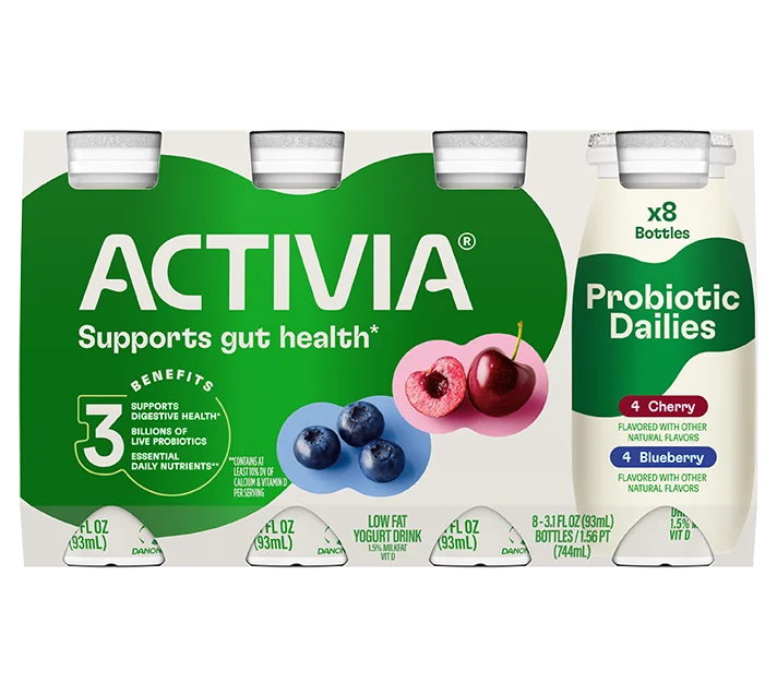 Activia® Probiotic Dailies Yogurt Drink | Blueberry and Cherry 3.1oz 8-Count Variety Pack Wholesale