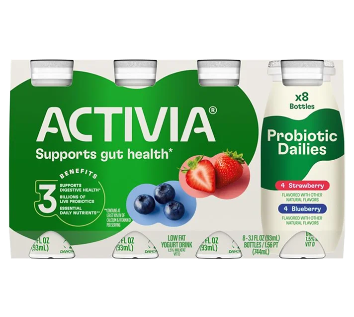 Activia® Probiotic Dailies Yogurt Drink | Strawberry and Blueberry 3.1oz 8-Count Variety Pack Wholesale