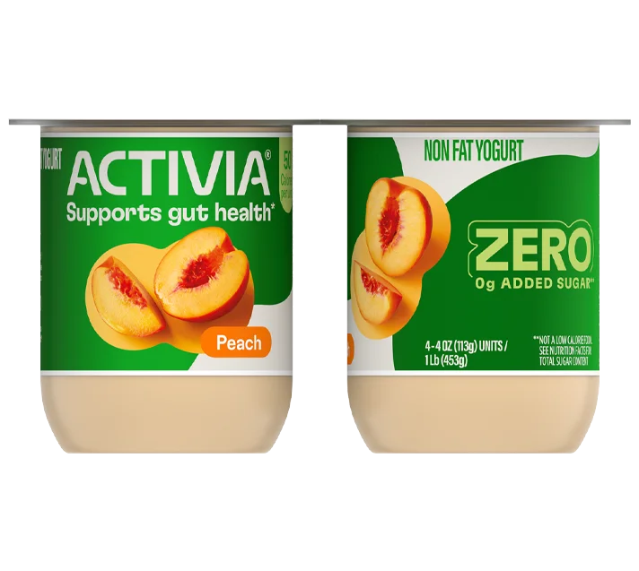 Activia® Zero 0g Added Sugar Yogurt | Peach 4oz 4-Count Wholesale