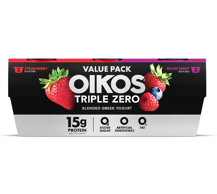 Oikos Triple Zero Yogurt, Strawberry & Mixed Berry Variety Pack