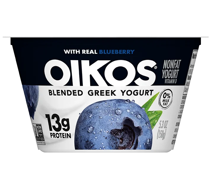 Oikos Blended Nonfat Greek Yogurt 0%, Blueberry, 4oz, 5.3oz