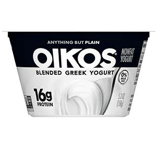 Oikos Blended Nonfat Greek Yogurt 0%, Plain, 5.3oz, 32oz